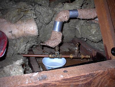 The point of the leak in the attic